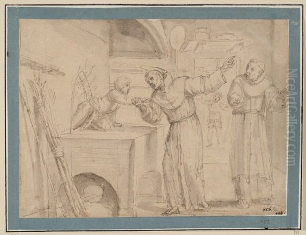 St. Diego rescuing a child from a burning oven - view 1