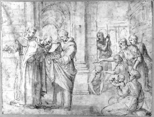 The miraculous transformation of bread into roses by Annibale Carracci