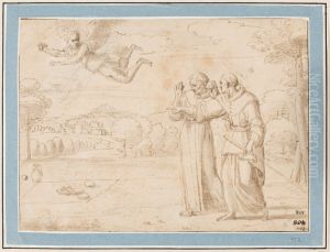 A meal miraculously appearing to St. Diego and a companion by Annibale Carracci
