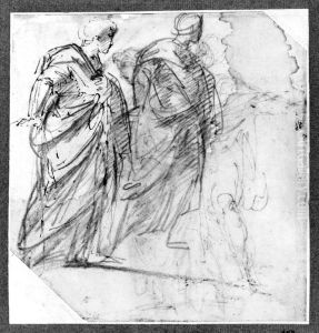 Studies of two female figures by Annibale Carracci