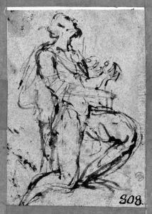 Study of a kneeling man by Annibale Carracci