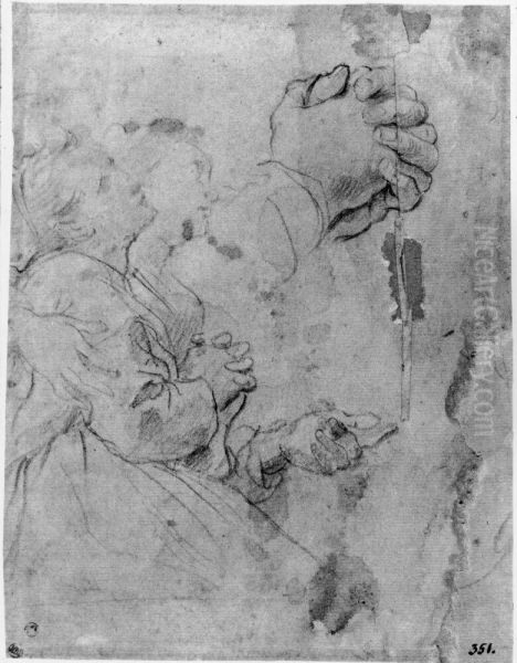 Kneelilng young woman; special study of the hands - view 1
