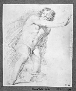 Study of a male nude resting on his knee Study of a male nude resting on his knee