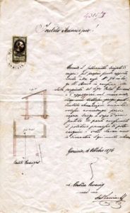 Drawing for a project for a roof in San Rocco, commissioned by Andrea Covacig