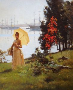 Young Woman Holding a Parasol
