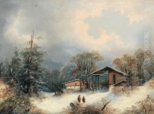 Winter Landscape with decorative figures