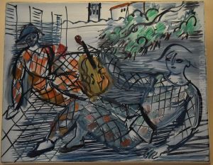 Arlequin rouge et blanc au violon by Raoul Dufy