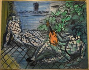Arlequin vert et blanc au violon by Raoul Dufy