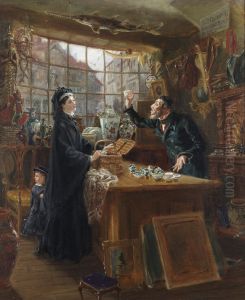 The old china shop. by Ralph Hedley