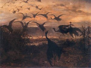 Taking-off Cranes by Jozef Chelmonski