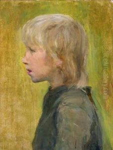 Barnehode i profil 1889 by Helga Marie Ring Reusch