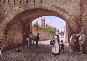 Arco dei Tolomei in Rome (rione Trastevere). by Ettore Roesler Franz