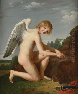 Cupid sharpening his arrows by Robert Lefevre