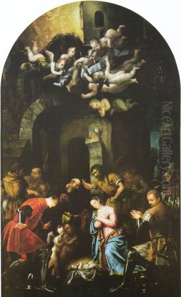 Adoration of the Shepherds with the Saints Nazario and Celso by Alessandro Bonvicino (Moretto da Brescia)