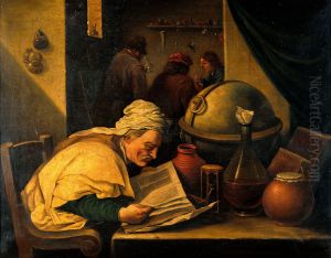 An alchemist in his laboratory. by David Teniers the Younger