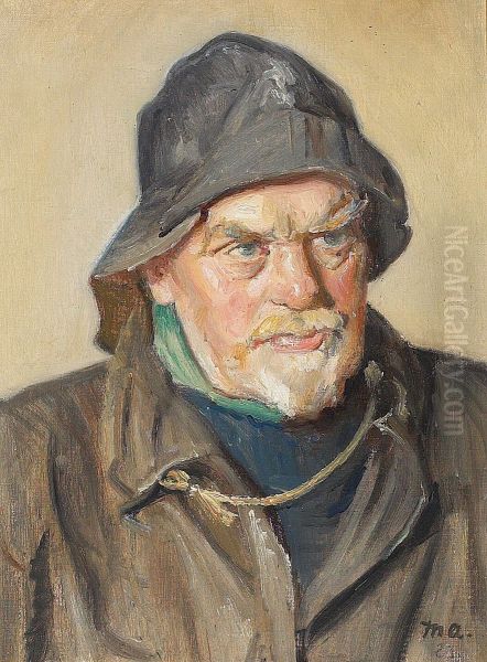 Portrait of fisherman with a sou'wester. - view 1