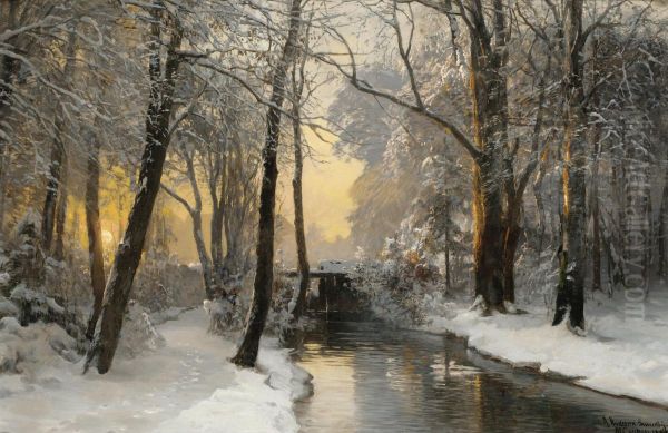 Winter woodland at dawn. - view 1