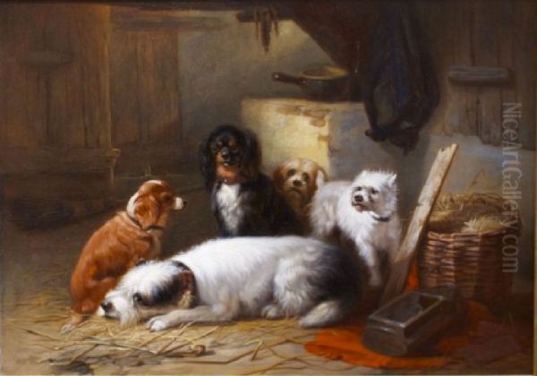 Dogs in a barn - view 1