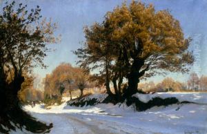 Winter Scene from Brittany, the First Snow