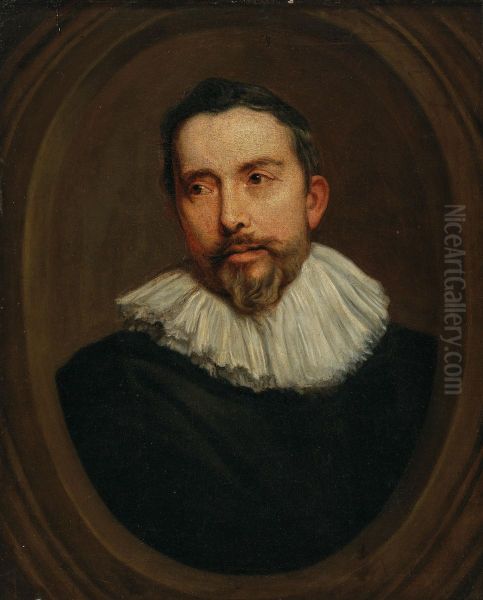 Portrait of a man in a painted oval - view 1