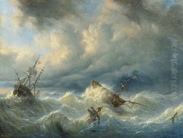 Ships on a Stormy Sea - view 1