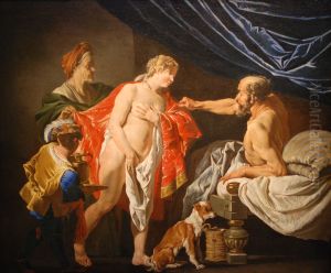 Sara, Abraham   and  Hagar. by Matthias Stom