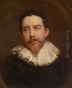 Portrait of a man in a painted oval by Sir Anthony Van Dyck