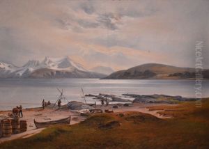 Kystlandskap med Samer by Franz Wilhelm Schiertz
