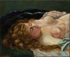 Femme endormie aux cheveux roux by Gustave Courbet
