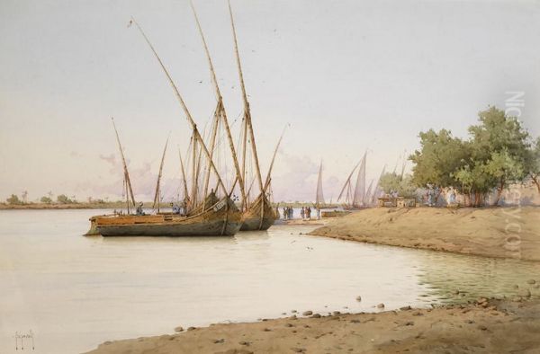 Felouks on the Nile near Cairo - view 1