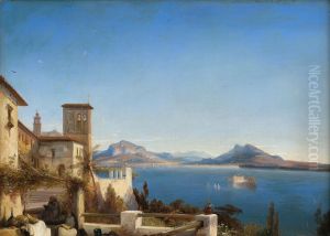 Blick auf den Lago Maggiore mit der Isola Bella by Caspar Scheuren