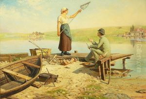 At the ferry point. by Niels Frederik Schiottz-Jensen