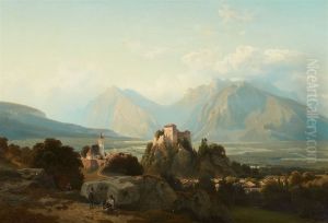 Gebirgslandschaft mit Burganlage by Stanislaus von Kalckreuth