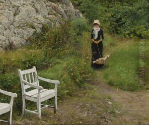 Yndlingspromenaden (Pa gamle tomter) by Erik Werenskiold