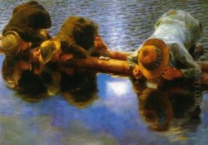 Fishermen Looking into the Water
