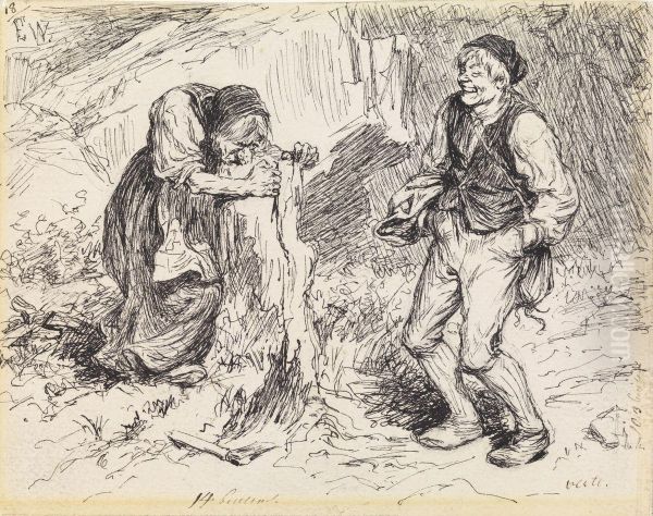 "Why don't you come over and give an Old Hag a Helping Hand?" Illustration for "Herding the King's Hares" - view 1