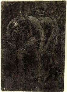The Trolls had only one Eye among them, and they took turns using it by Erik Werenskiold