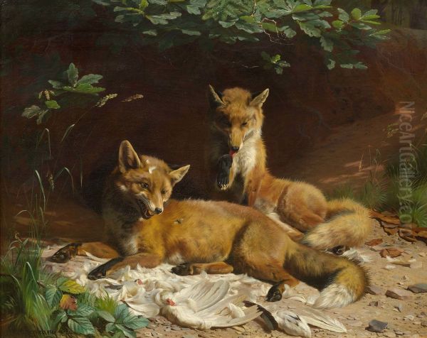 Two foxes - view 1