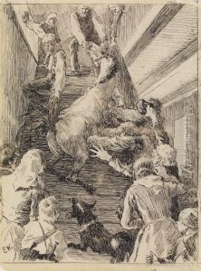 Some hauled on the Front Half, and some shoved on the Back, and at last they got the Mare up the Stairs and into the Chamber