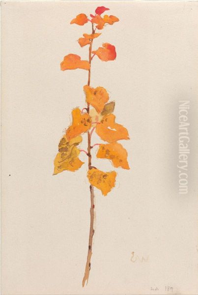 A Branch with Yellow Leaves - view 1