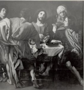 Christ is recognized while breaking the bread (Luke 24:30-31) by (studio of) Rubens, Peter Paul