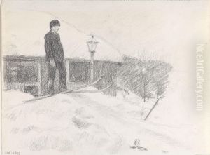 A Boy Skiing by Erik Werenskiold