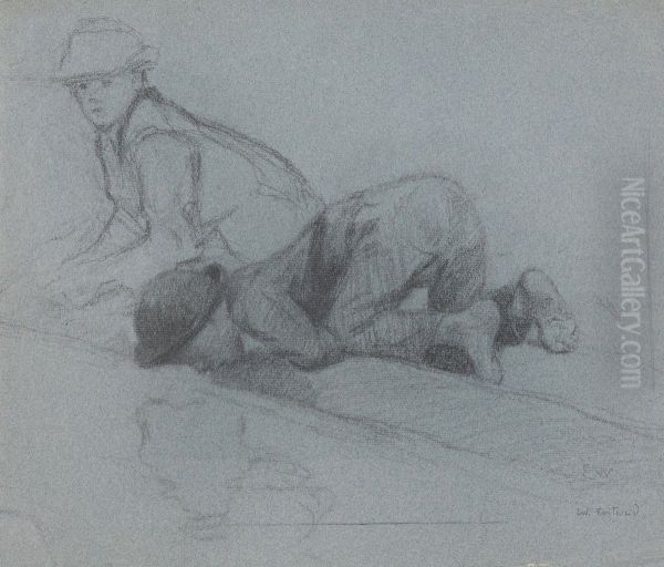 Two Boys by the Water's Edge - view 1