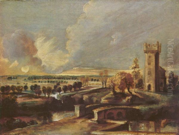 Landschaft mit dem Turm des Schlosses Steen - view 1