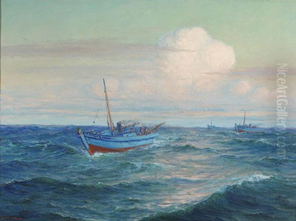 Fishing Boats in Open Water - view 1