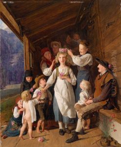 The bridesmaid / Wreath-Bearing Virgin by Ferdinand Georg Waldmuller