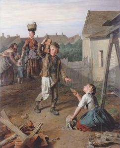 Construction laborers receive their breakfast by Ferdinand Georg Waldmuller