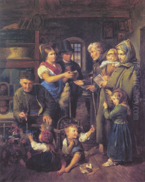 A traveling family of beggars is rewarded by poor peasants on Christmas Eve - view 1