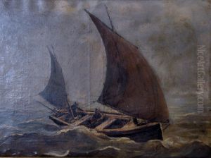 Seascape with smack by Hendrik Willem Mesdag