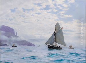 Sailing ships off the Faroe Islands. Sailing ships off the Faroe Islands.